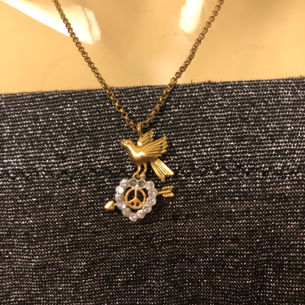 Vintage JUICY COUTURE Peace Dove Bird Necklace 90s Y2K